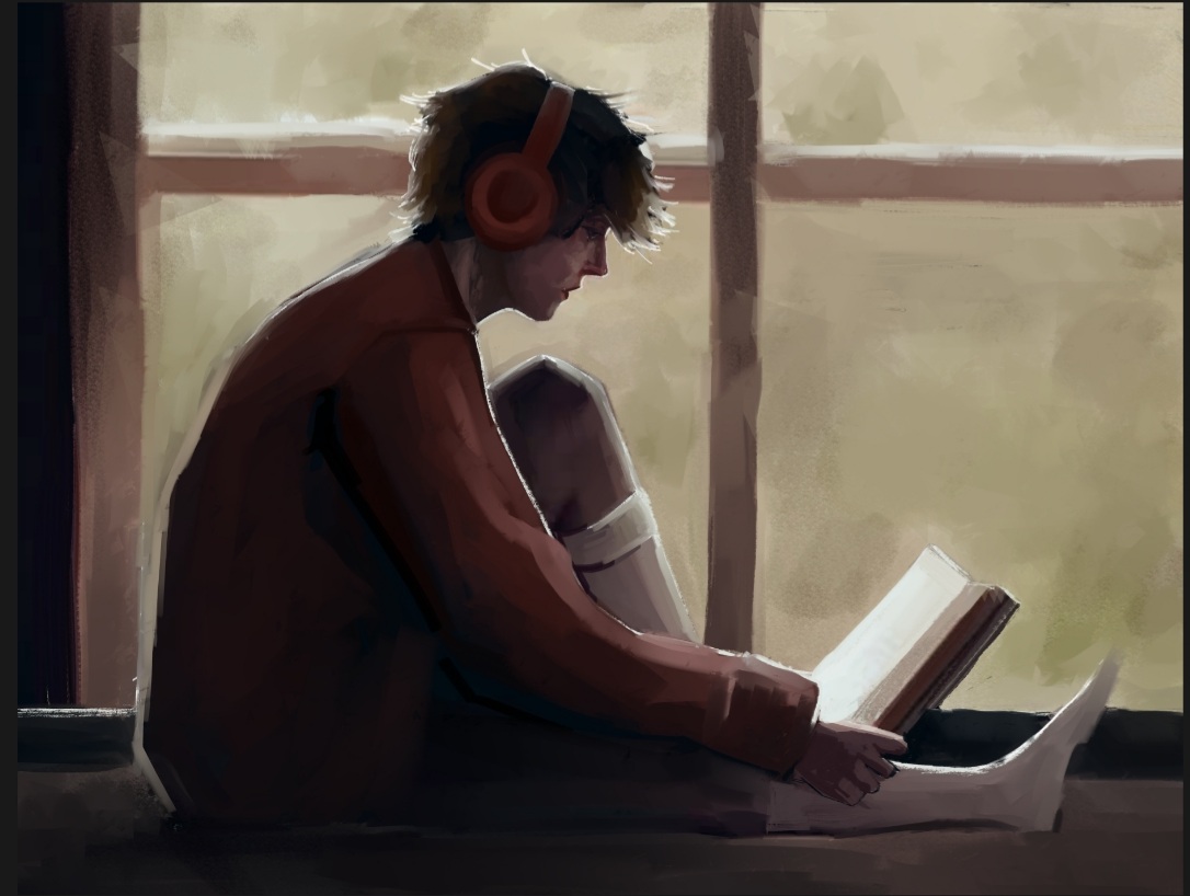 annie reading by the window